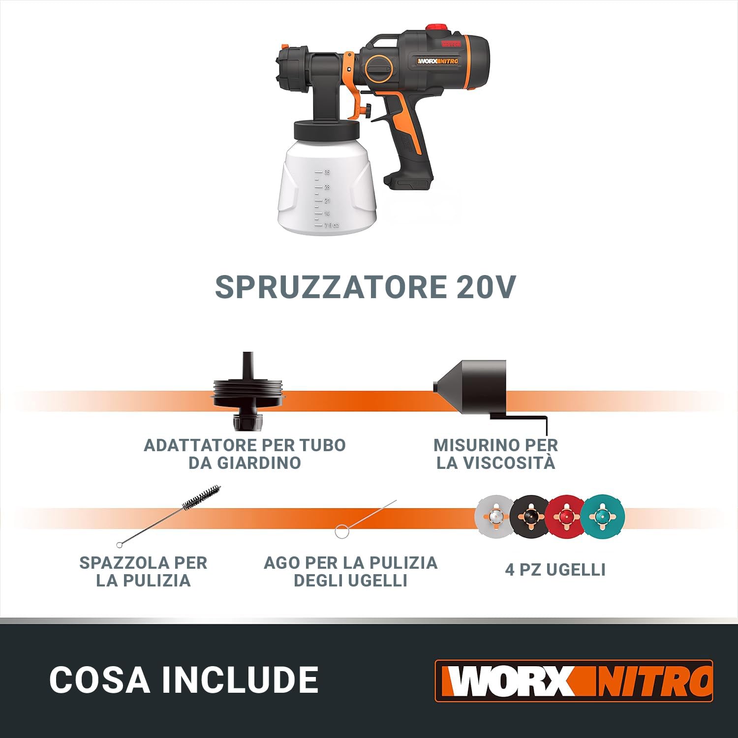 Worx WX020.9 Nitro verniciatore batteria 20V solo corpo