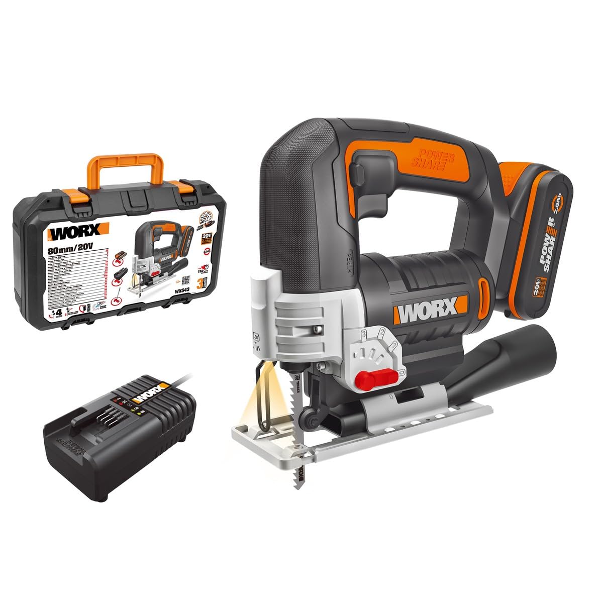 Worx WX543.9 seghetto alternativo 20V solo corpo pendolare