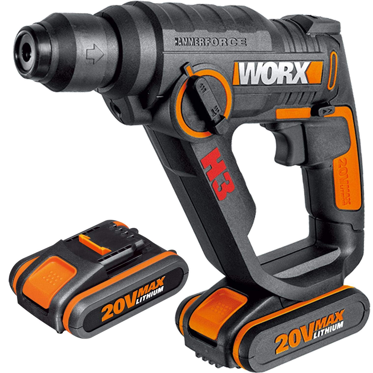 Worx WX390.1 martello perforatore 20V con 2 batterie