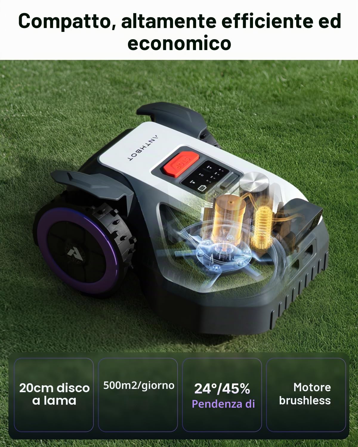 Anthbot M5 Robot Tagliaerba LiDAR 500 mq 20 cm 58 dB